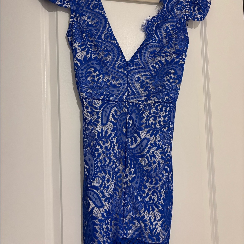 Elegant Blue Lace Dress